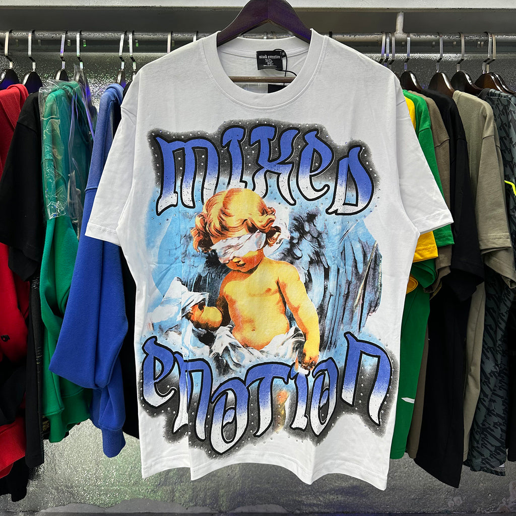 Top Quality Heavyweight 100% Cotton Mixed Emotions Tee Shirts Loose Casual Embroidery Oversized T-shirts