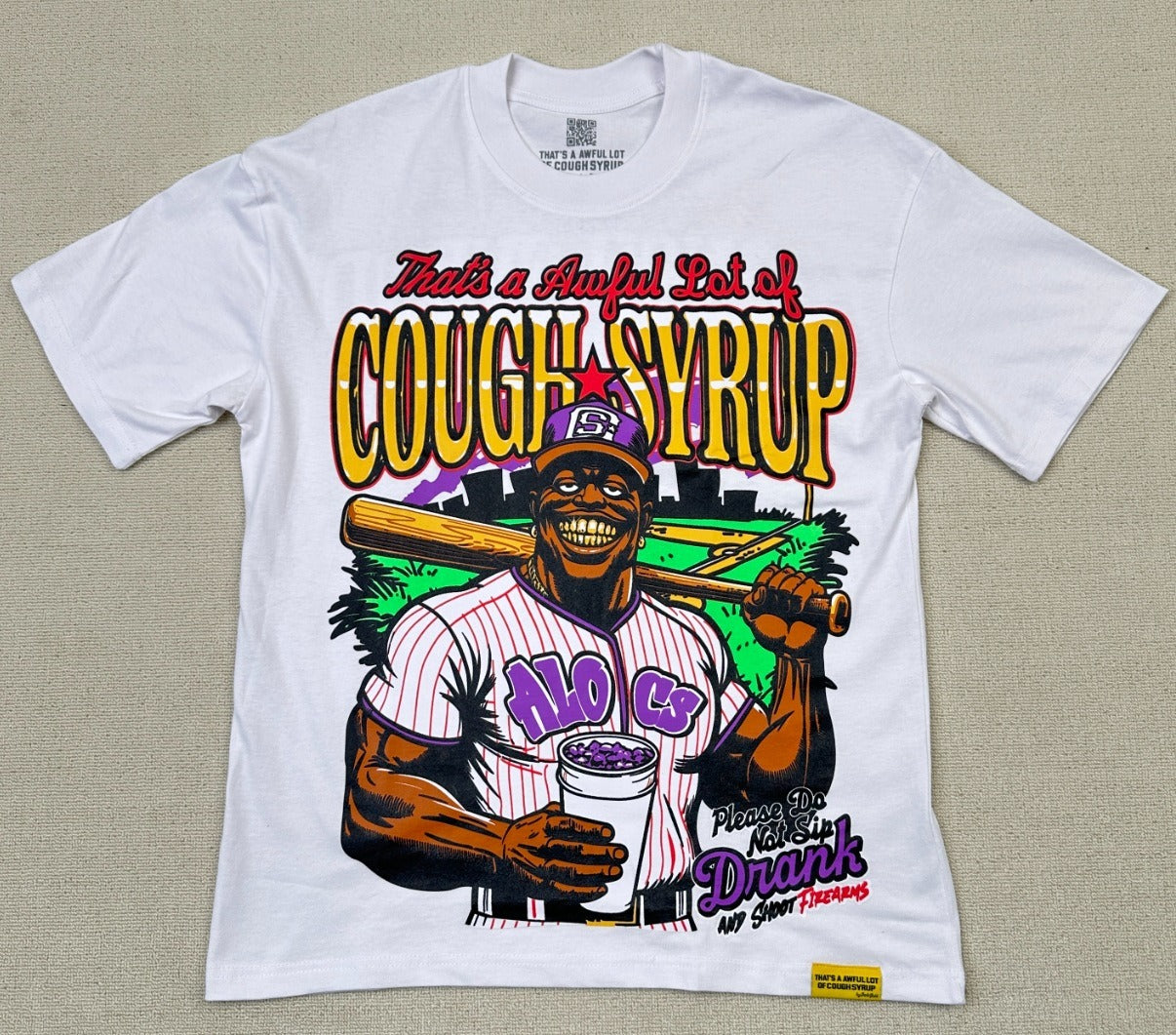 Top Quality THAT'S a AWFUL LOT of 100% Cotton COUGH SYRUP Loose Casual Scannable Oversized Vintage T-shirts for Men