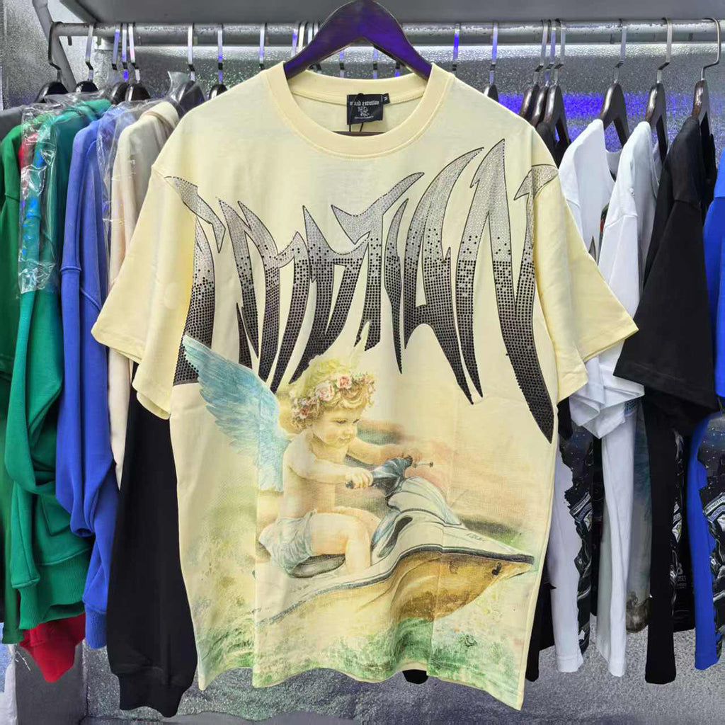 Top Quality Heavyweight 100% Cotton Mixed Emotions Tee Shirts Loose Casual Embroidery Oversized T-shirts