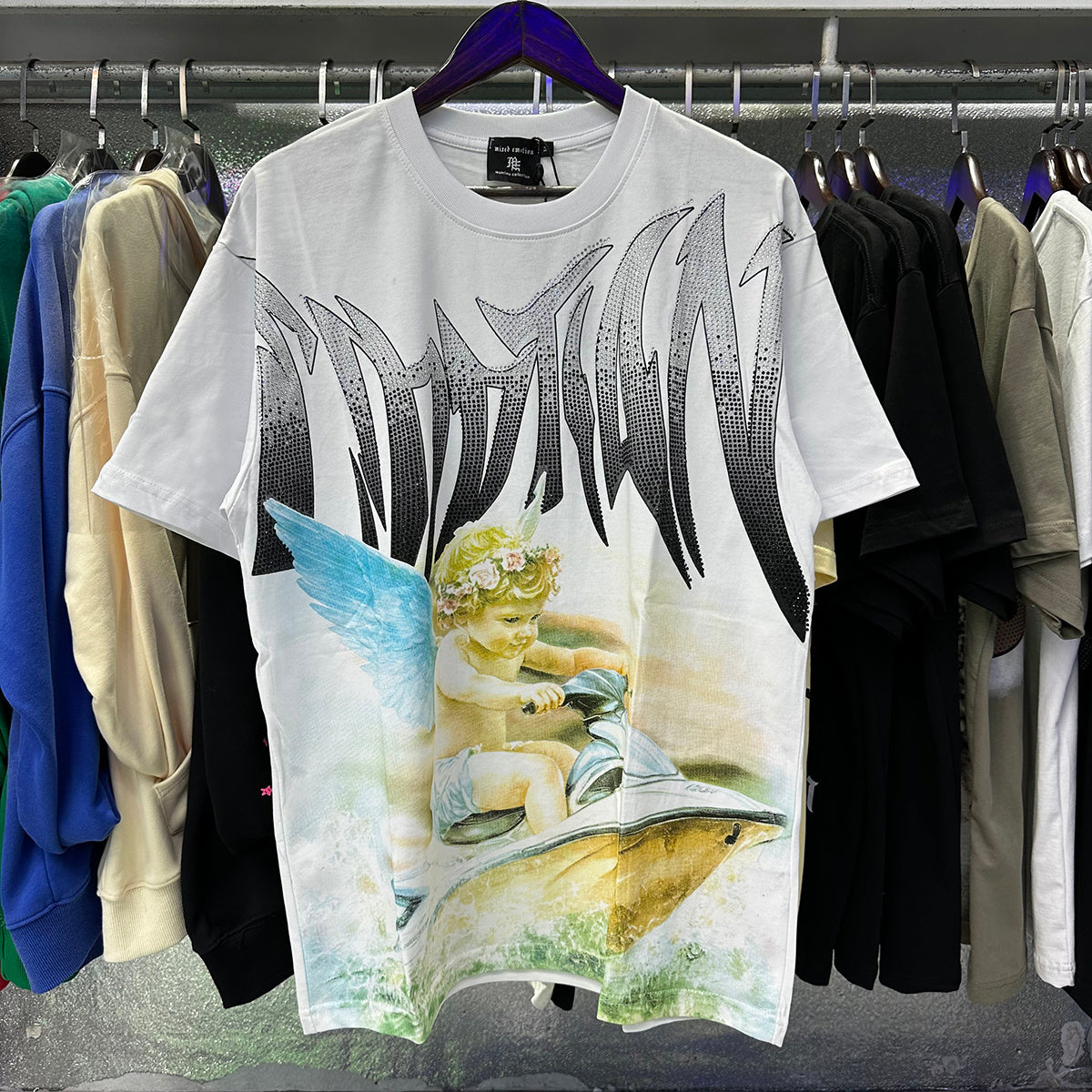 Top Quality Heavyweight 100% Cotton Mixed Emotions Tee Shirts Loose Casual Embroidery Oversized T-shirts