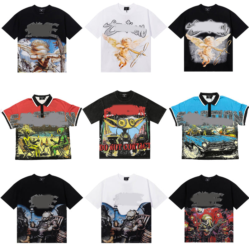Top Quality Heavyweight 100% Cotton Mixed Emotions Tee Shirts Loose Casual Embroidery Oversized T-shirts