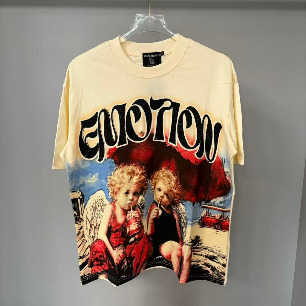 Designer Brand Top Quality Mixed Emotion Tee Shirts Loose Casual Embroidery Oversized T-shirts