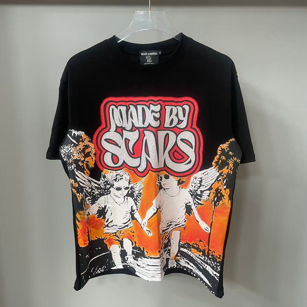 Designer Brand Top Quality Mixed Emotion Tee Shirts Loose Casual Embroidery Oversized T-shirts