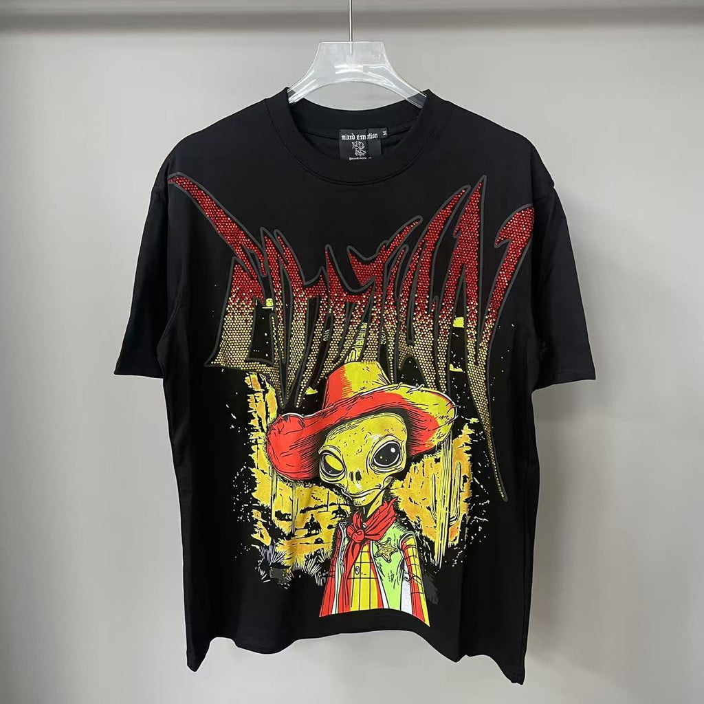 Designer Brand Top Quality Mixed Emotion Tee Shirts Loose Casual Embroidery Oversized T-shirts