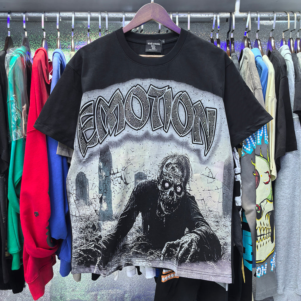 Top Quality Heavyweight 100% Cotton Mixed Emotions Tee Shirts Loose Casual Embroidery Oversized T-shirts