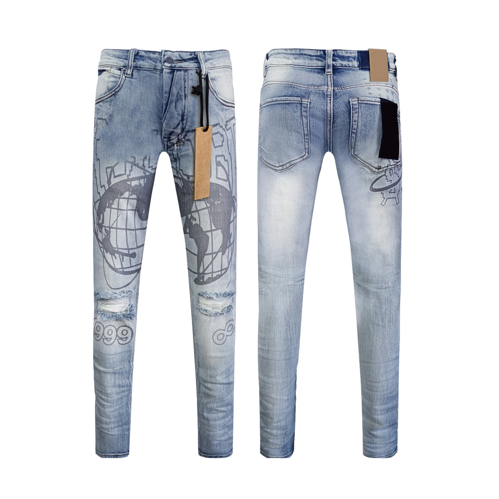 Top Quality Men's Jeans Luxury Ksubies Hip Hop Ripped Denim Y2K Jeans Streetwear Slim Jeans