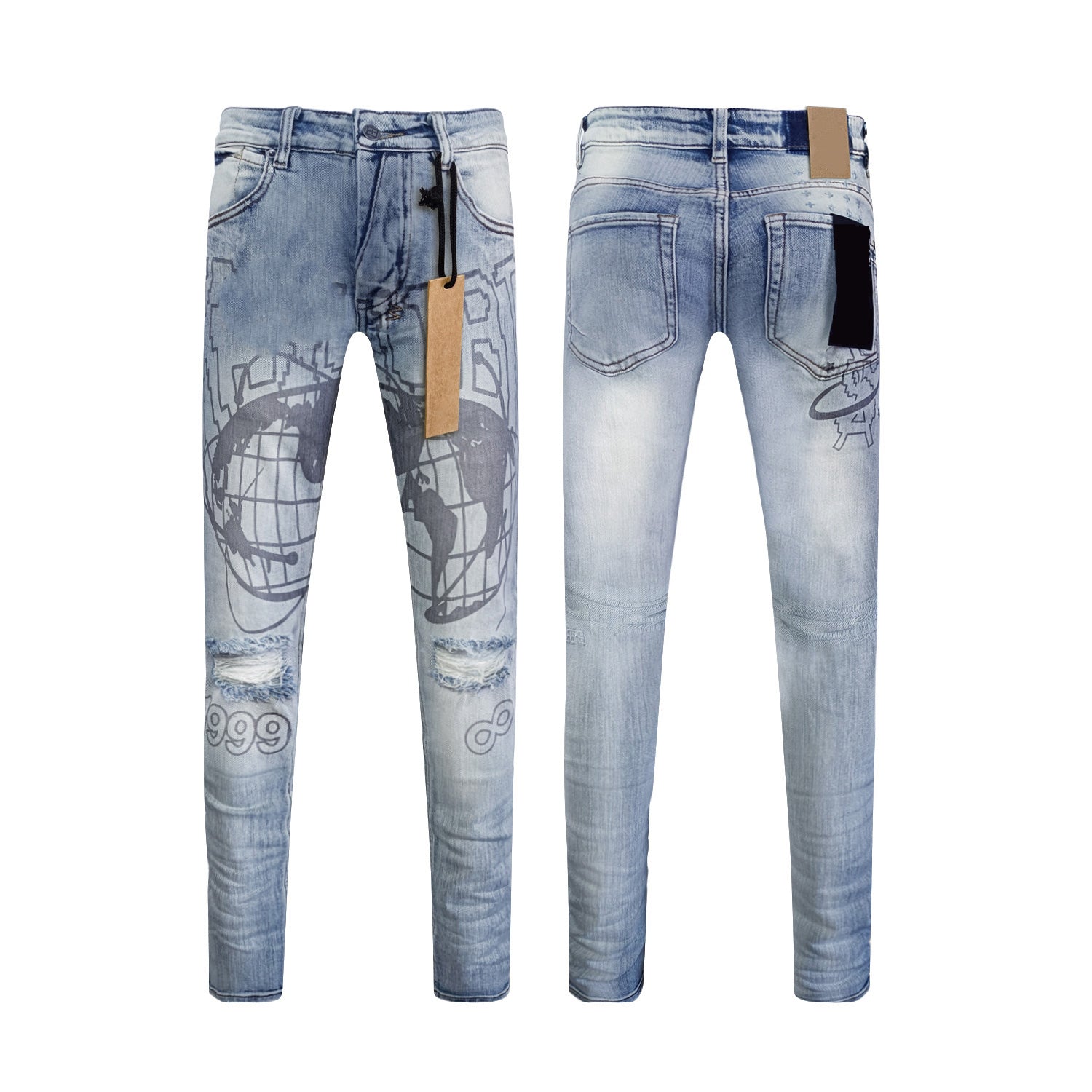 Top Quality Men's Jeans Luxury Ksubies Hip Hop Ripped Denim Y2K Jeans Streetwear Slim Jeans