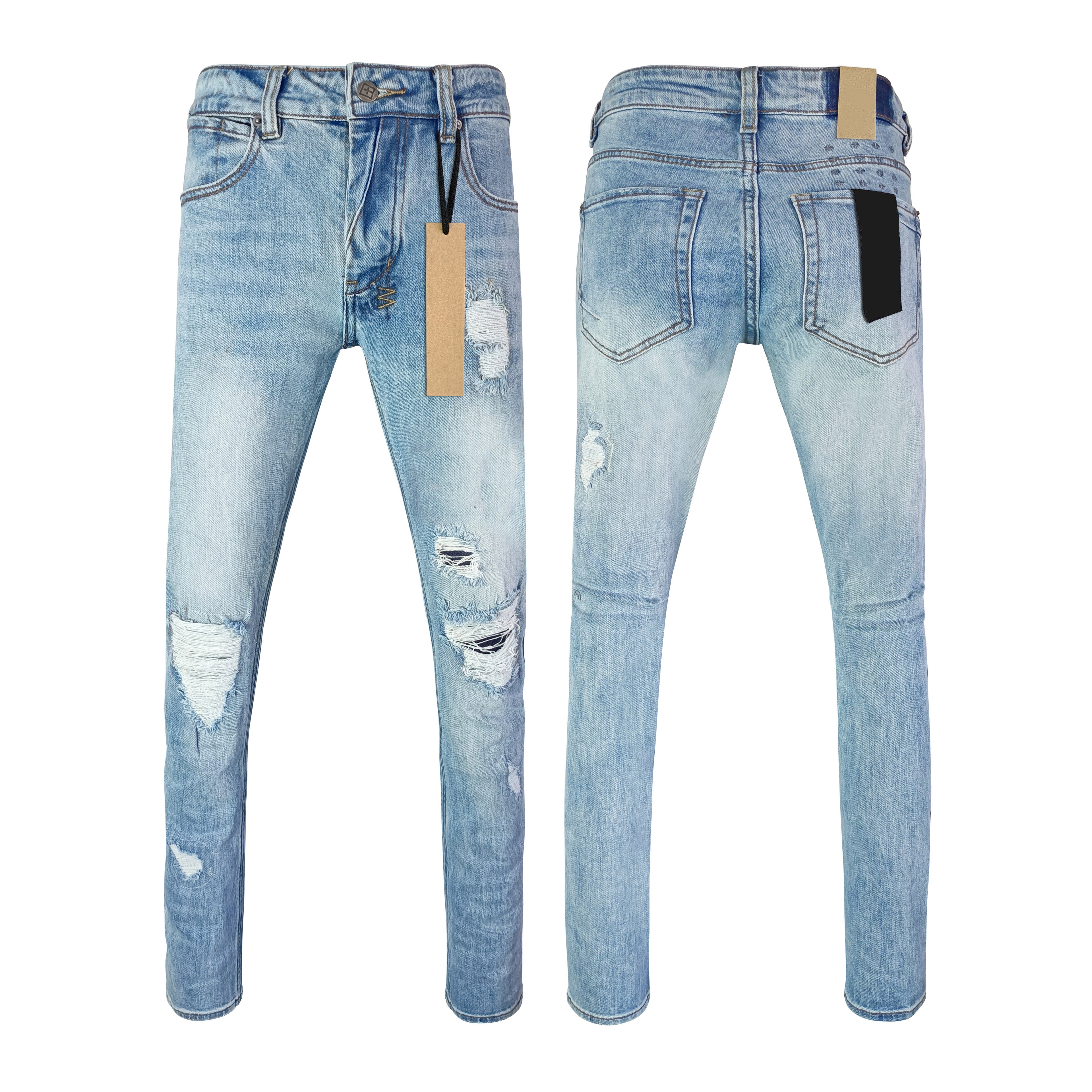 Top Quality Men's Jeans Luxury Ksubies Hip Hop Ripped Denim Y2K Jeans Streetwear Slim Jeans