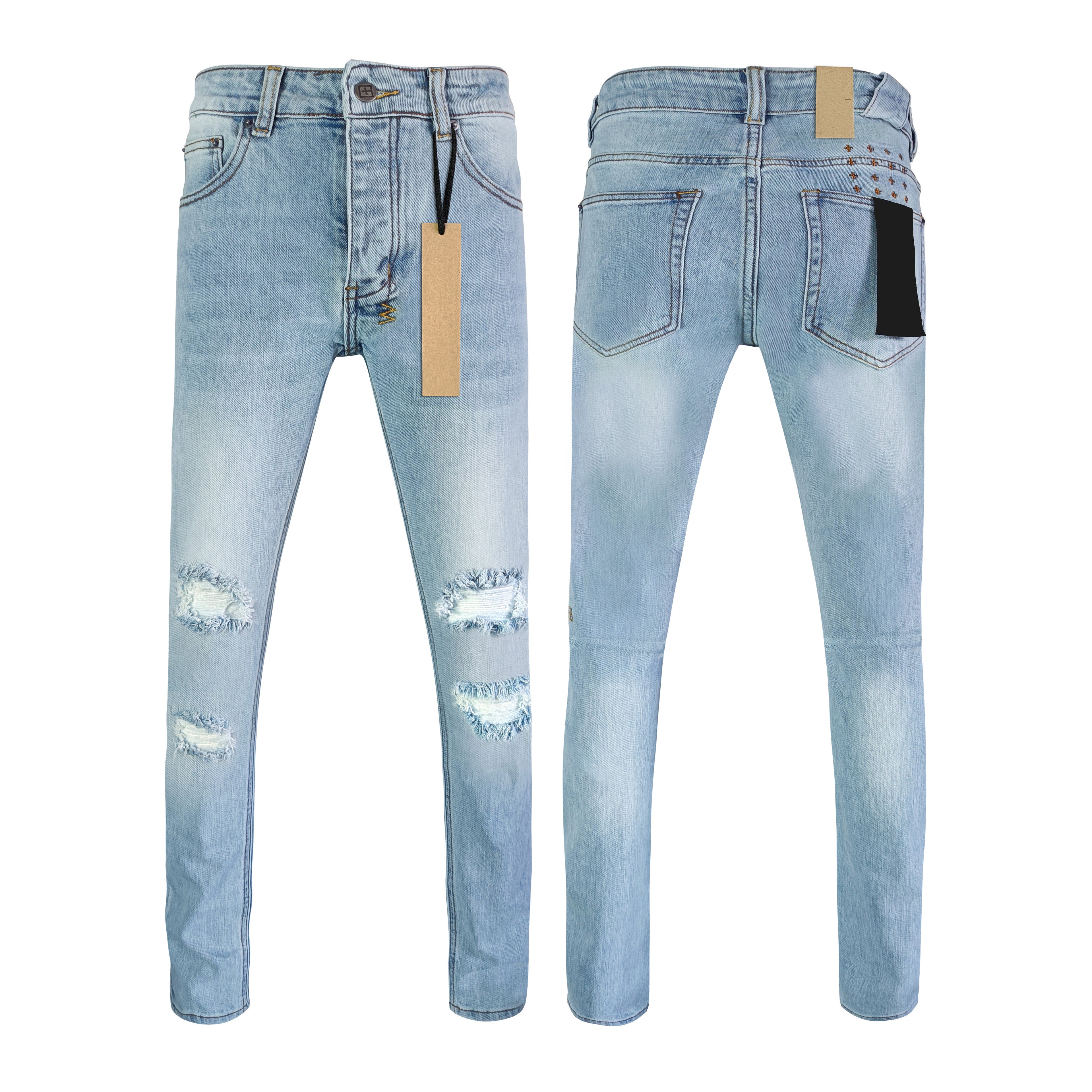 Top Quality Men's Jeans Luxury Ksubies Hip Hop Ripped Denim Y2K Jeans Streetwear Slim Jeans