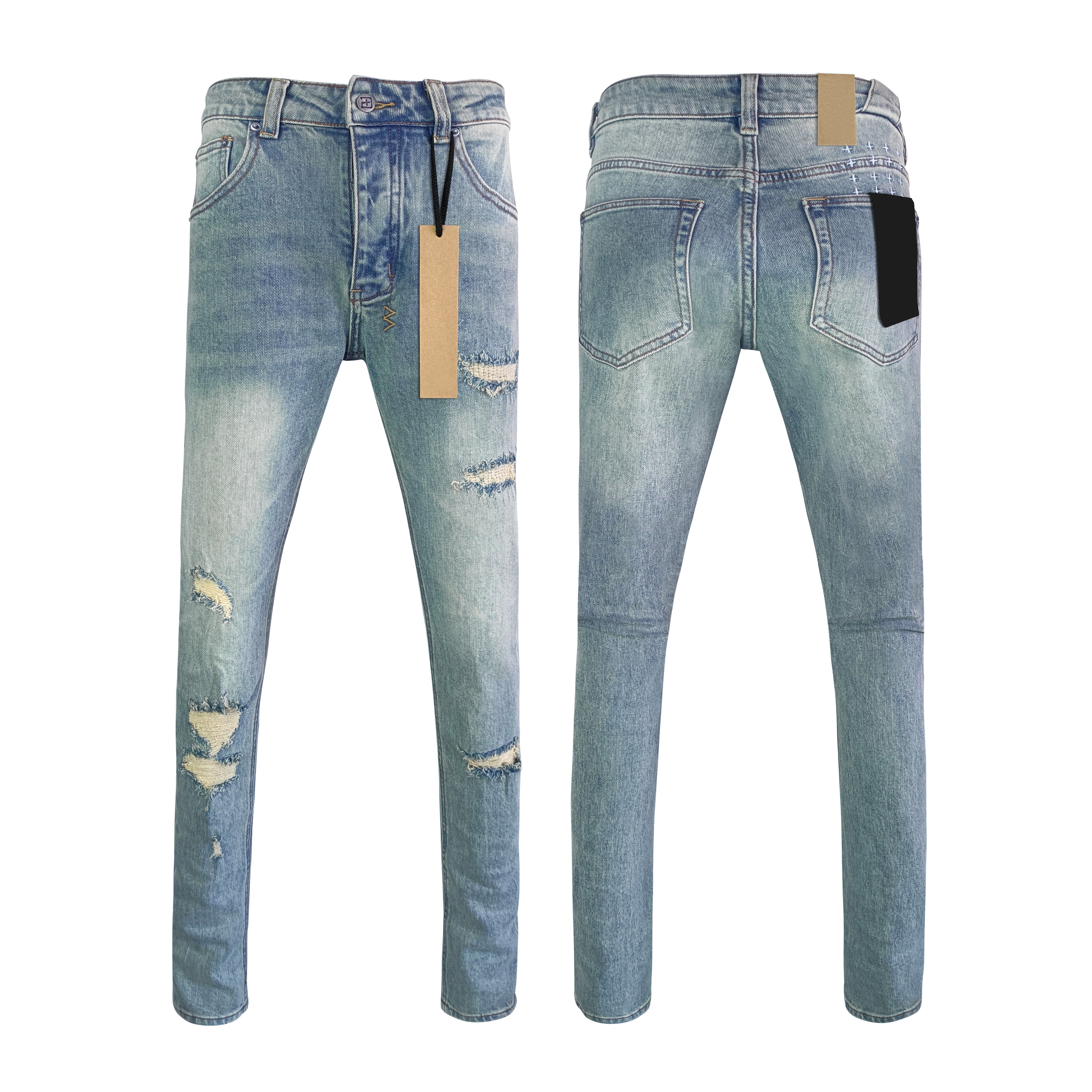 Top Quality Men's Jeans Luxury Ksubies Hip Hop Ripped Denim Y2K Jeans Streetwear Slim Jeans