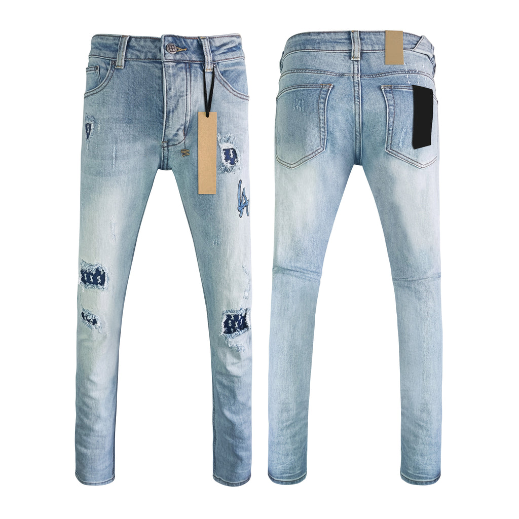 Top Quality Men's Jeans Luxury Ksubies Hip Hop Ripped Denim Y2K Jeans Streetwear Slim Jeans