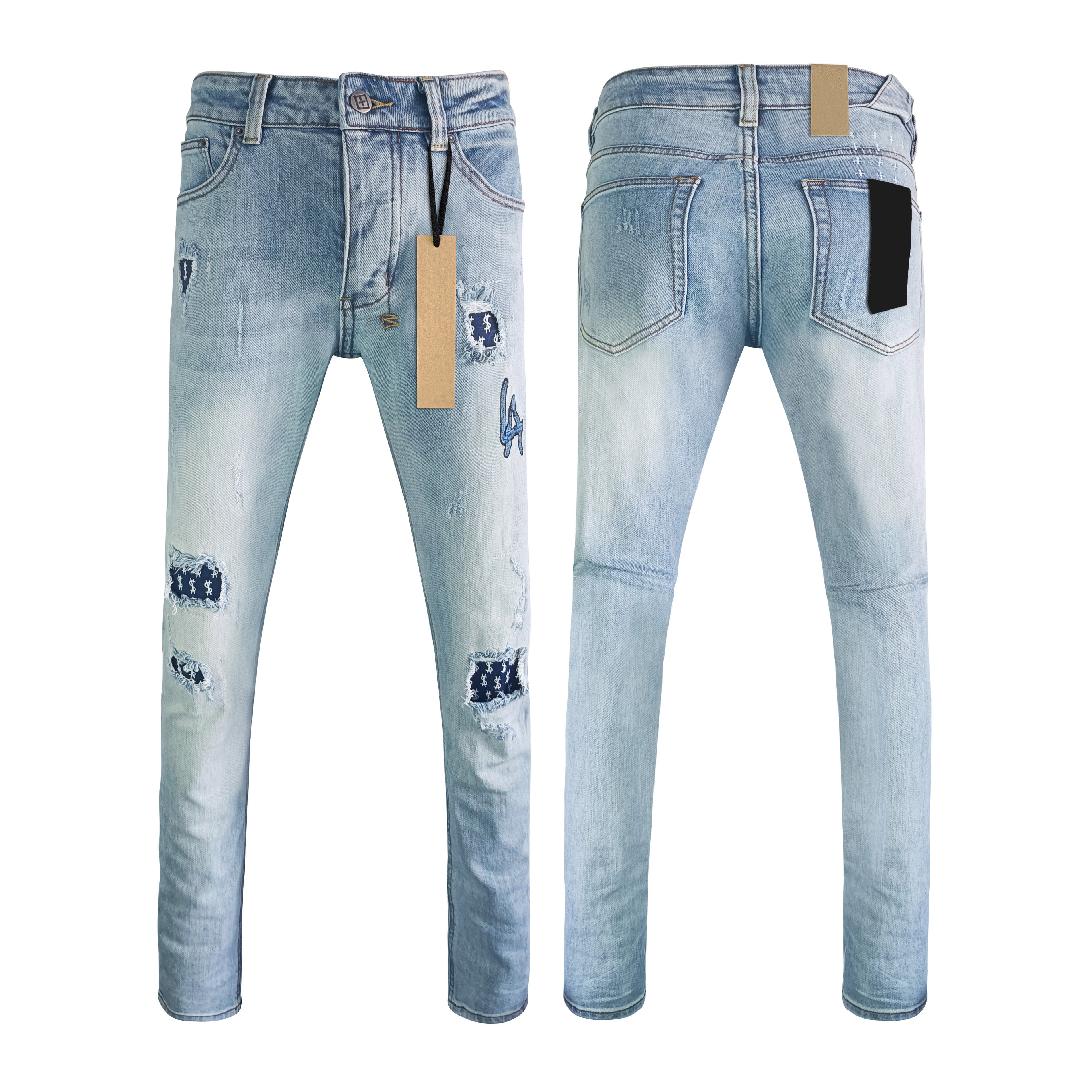 Top Quality Men's Jeans Luxury Ksubies Hip Hop Ripped Denim Y2K Jeans Streetwear Slim Jeans
