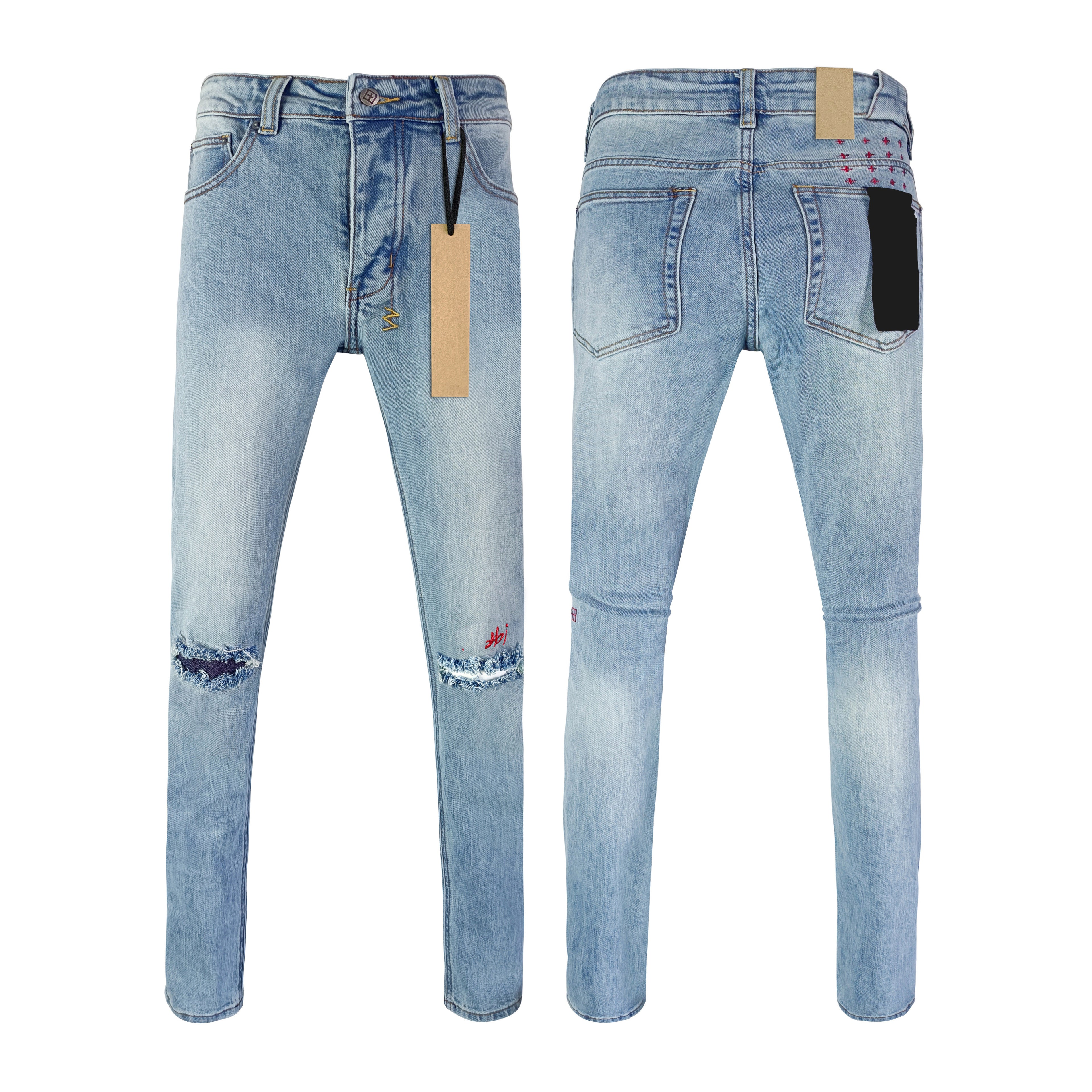 Top Quality Men's Jeans Luxury Ksubies Hip Hop Ripped Denim Y2K Jeans Streetwear Slim Jeans