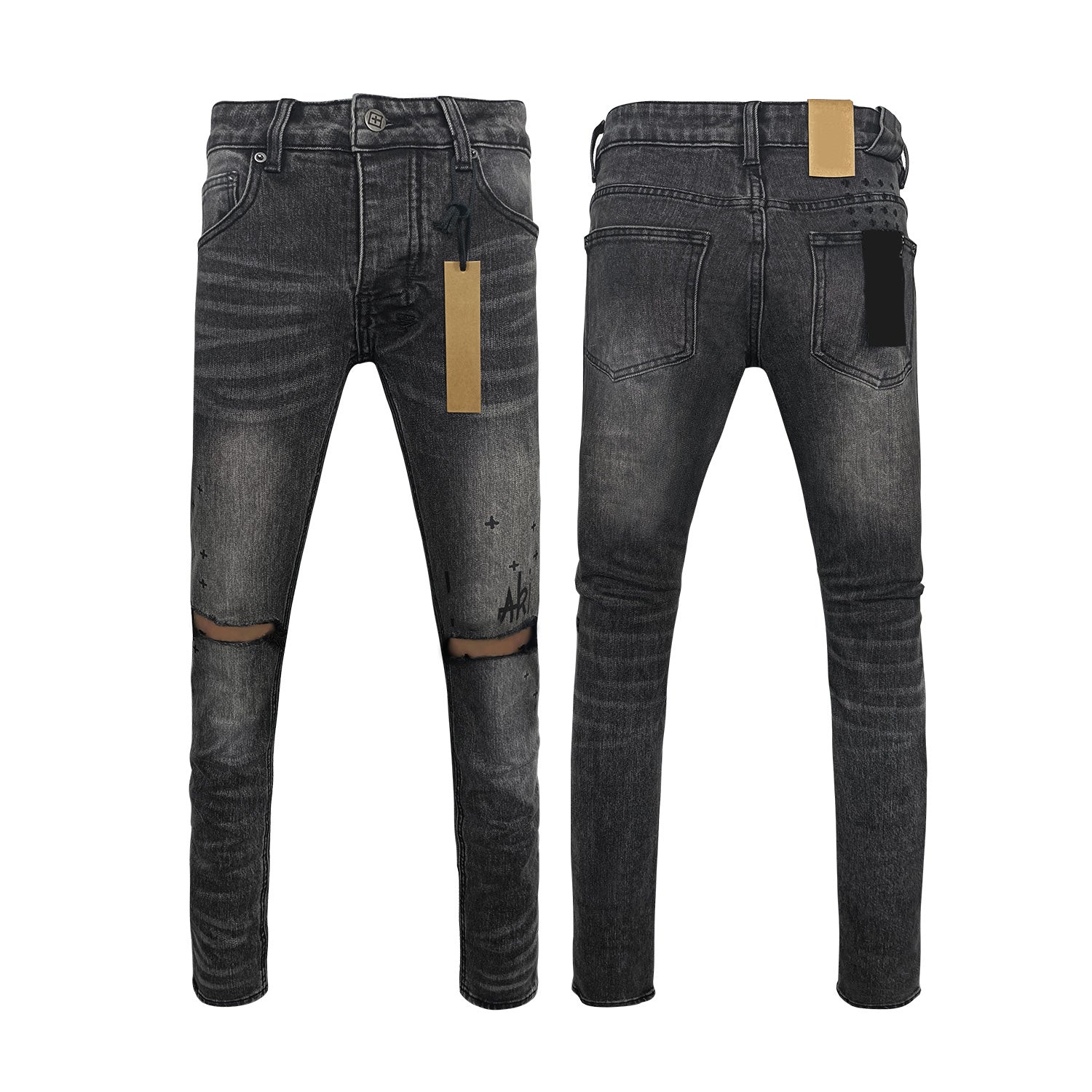 Top Quality Men's Jeans Luxury Ksubies Hip Hop Ripped Denim Y2K Jeans Streetwear Slim Jeans