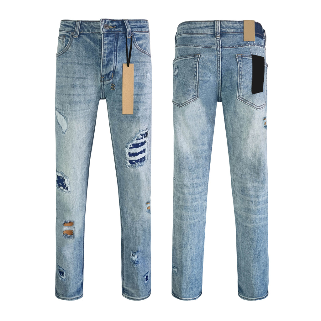 Top Quality Ksubies Retro Style Pants Hip-hop Ripped Denim Y2K Jeans Straight Leg Denim Jeans