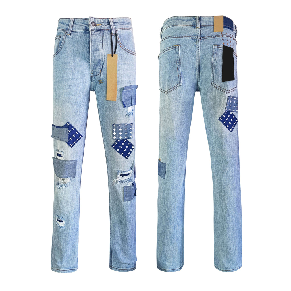 Top Quality Ksubies Retro Style Pants Hip-hop Ripped Denim Y2K Jeans Straight Leg Denim Jeans