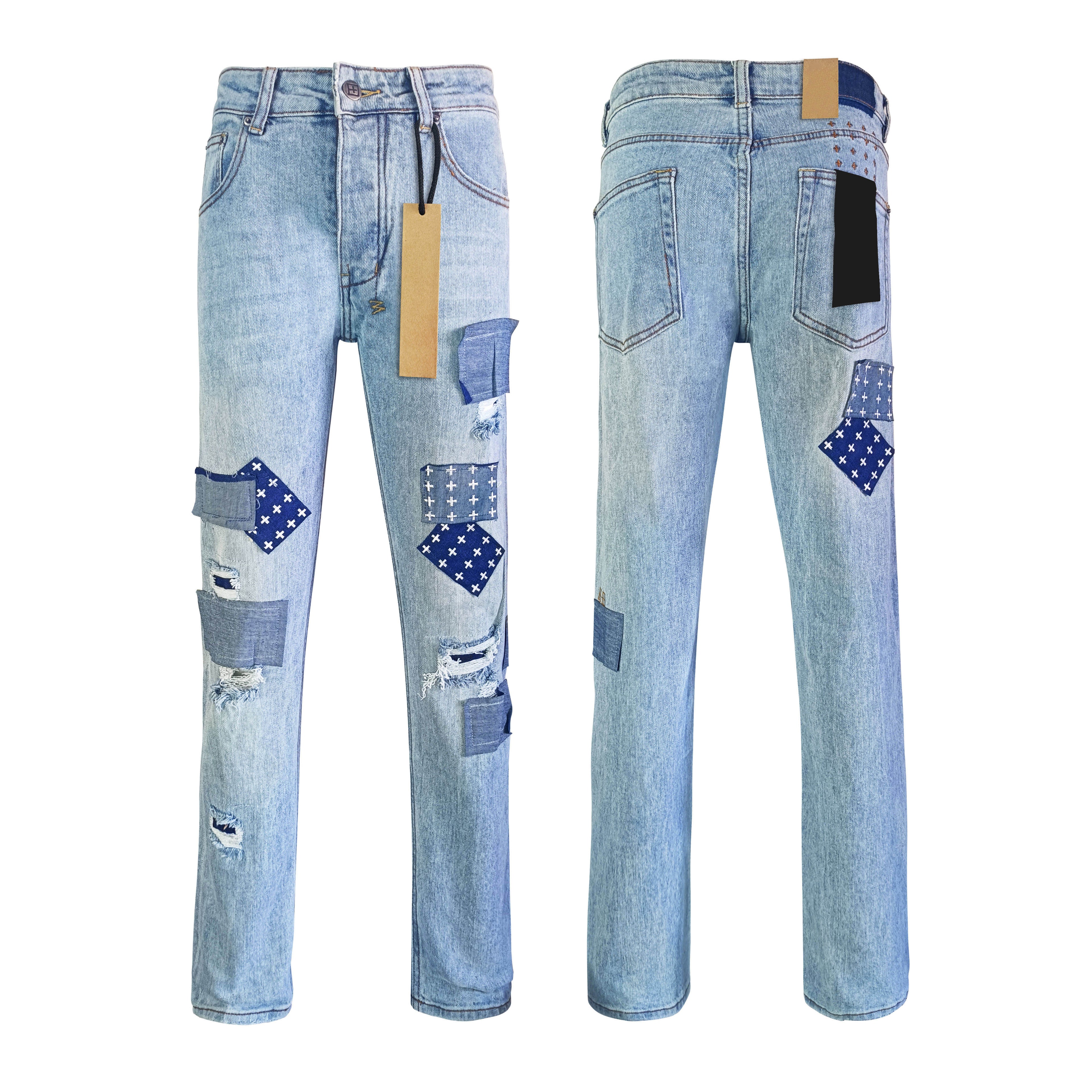 Top Quality Ksubies Retro Style Pants Hip-hop Ripped Denim Y2K Jeans Straight Leg Denim Jeans